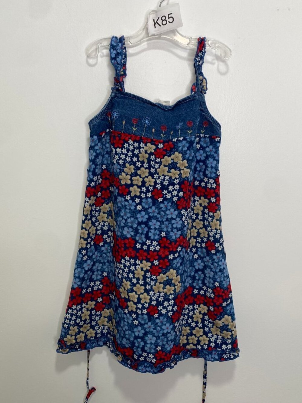 Vintage 90s IN Girl San Francisco Floral Denim Maxi Dress Toddler Size 5